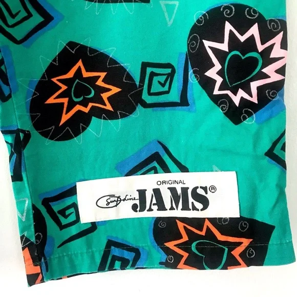 Vintage 80’s Jams retro print long board shorts